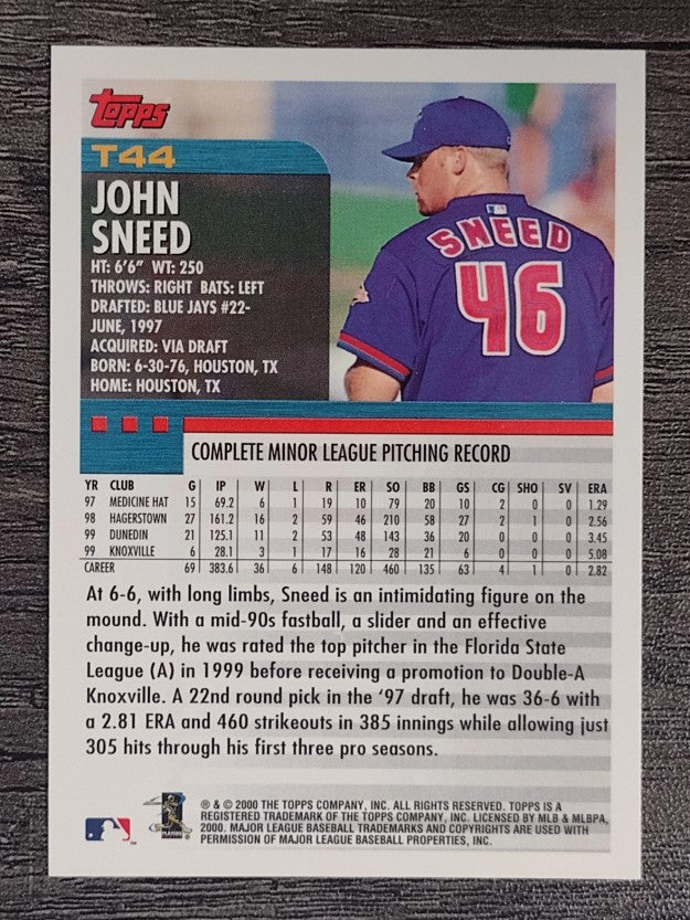 2000 Topps Traded #T44 John Sneed