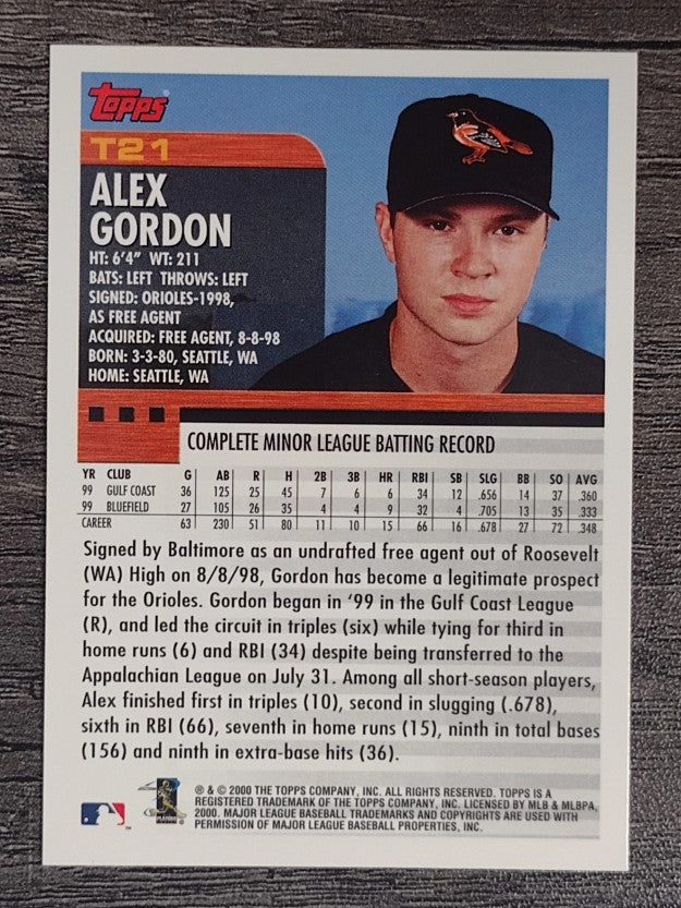 2000 Topps Traded #T21 Alex Gordon RC