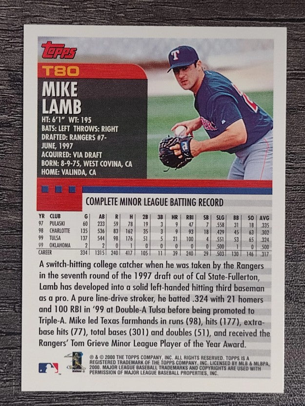 2000 Topps Traded #T80 Mike Lamb