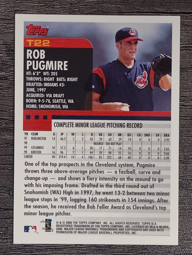 2000 Topps Traded #T22 Rob Pugmire RC