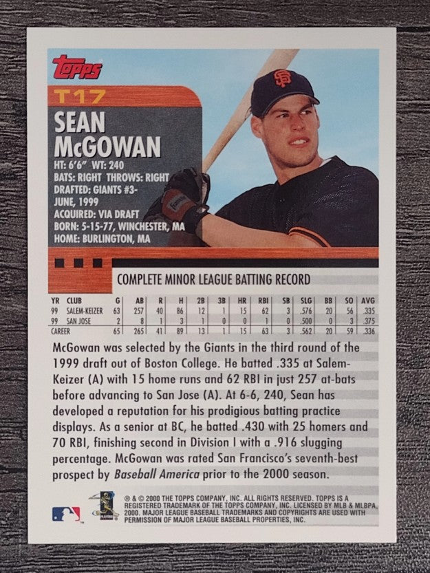 2000 Topps Traded #T17 Sean McGowan RC