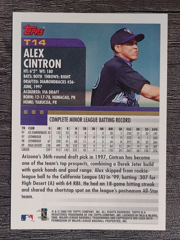 2000 Topps Traded #T14 Alex Cintron RC