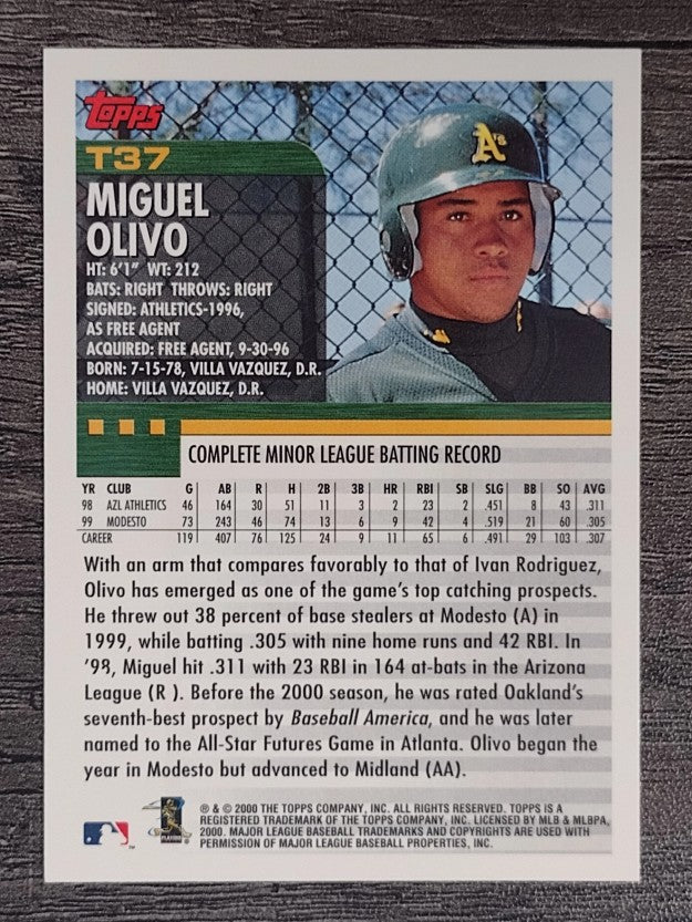 2000 Topps Traded #T37 Miguel Olivo RC