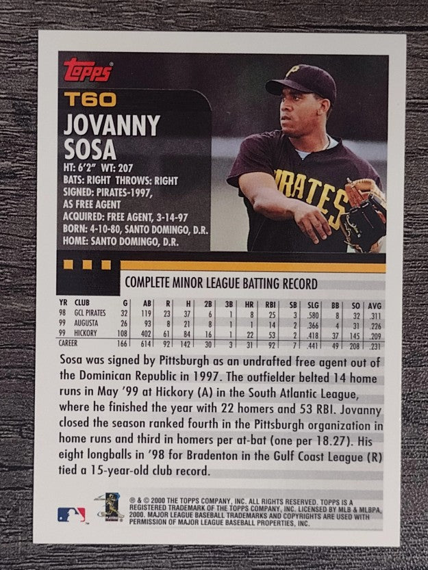 2000 Topps Traded #T60 Jovanny Sosa RC
