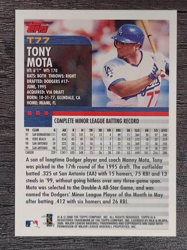 2000 Topps Traded #T77 Tony Mota RC
