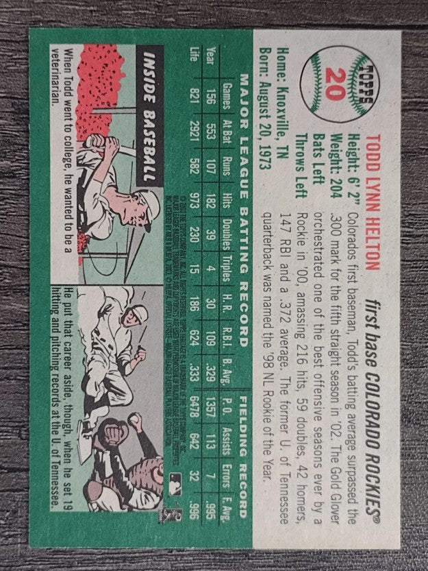 2003 Topps Heritage #20A Todd Helton Green