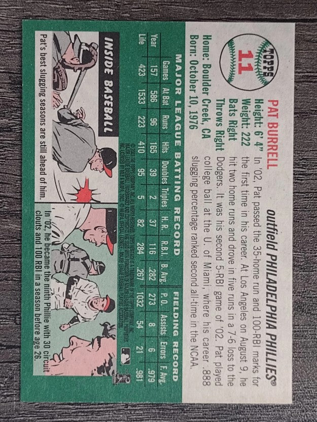 2003 Topps Heritage #11A Pat Burrell New Logo