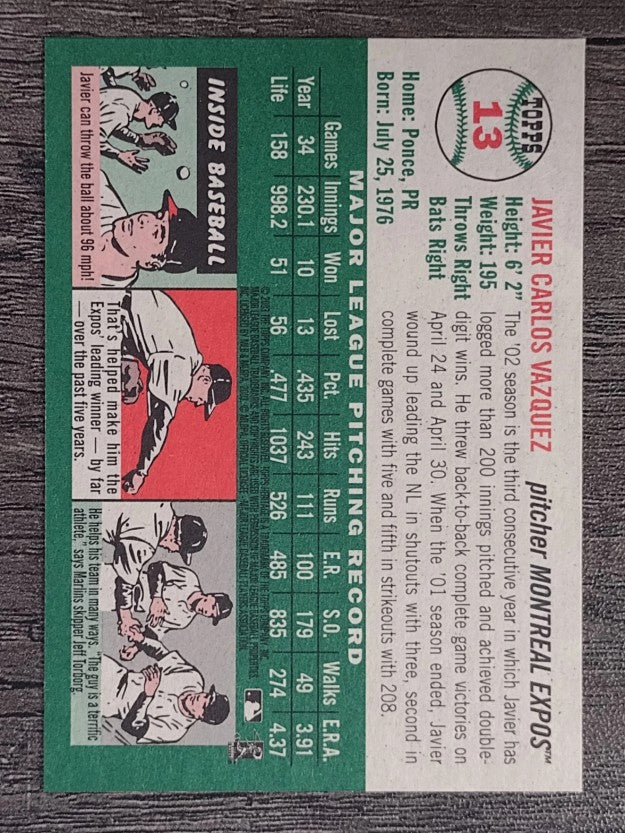 2003 Topps Heritage #13 Javier Vazquez