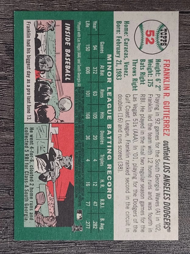 2003 Topps Heritage #52 Franklin Gutierrez RC