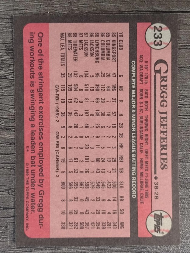 1989 Topps #233 Gregg Jefferies FS