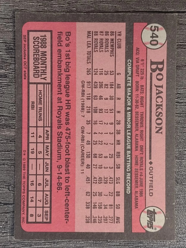 1989 Topps #540 Bo Jackson