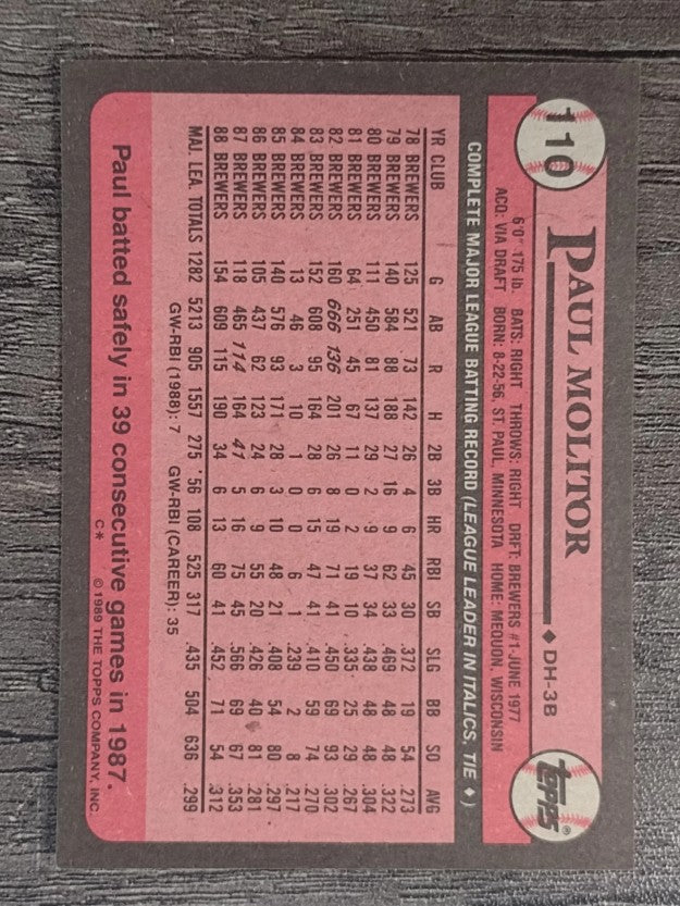 1989 Topps #110 Paul Molitor