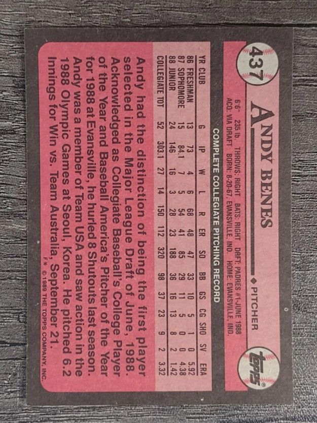 1989 Topps #437 Andy Benes FDP RC