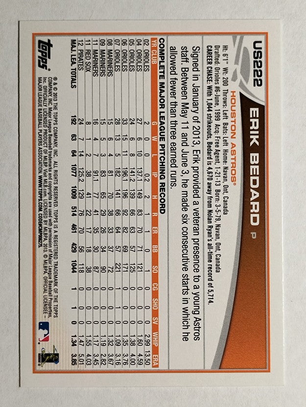 2013 Topps Update Emerald #US222 Erik Bedard