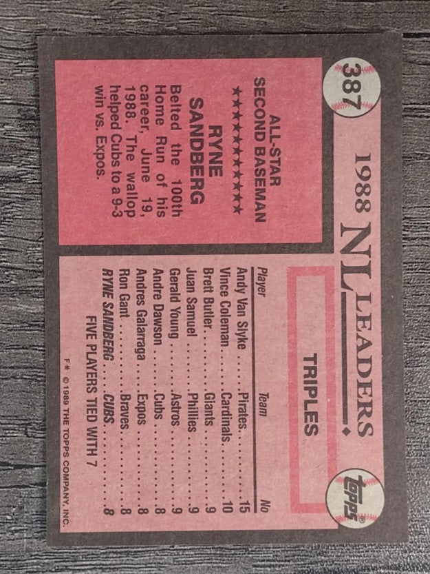 1989 Topps #387 Ryne Sandberg AS