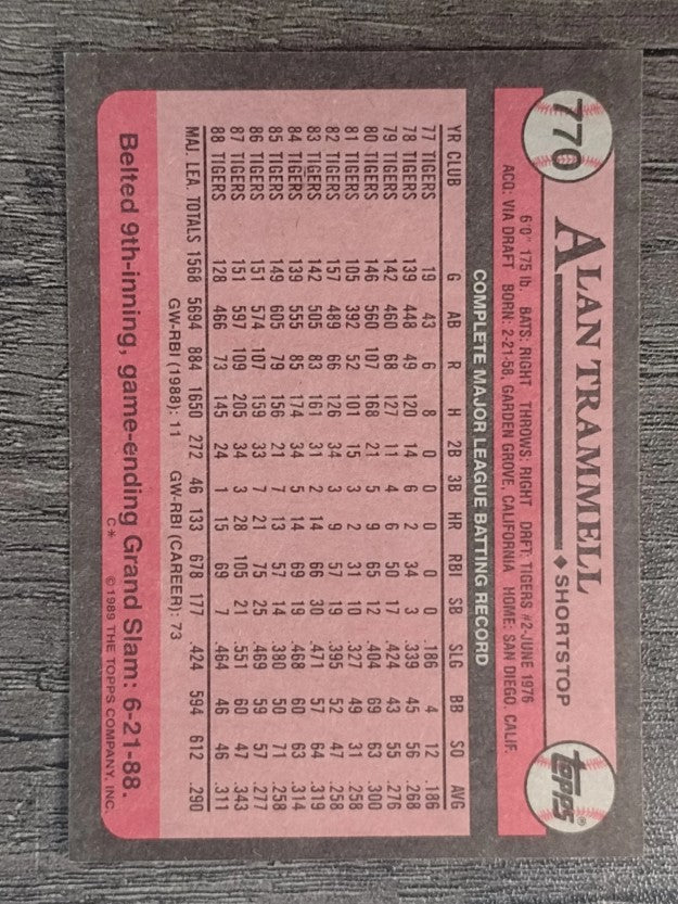 1989 Topps #770 Alan Trammell
