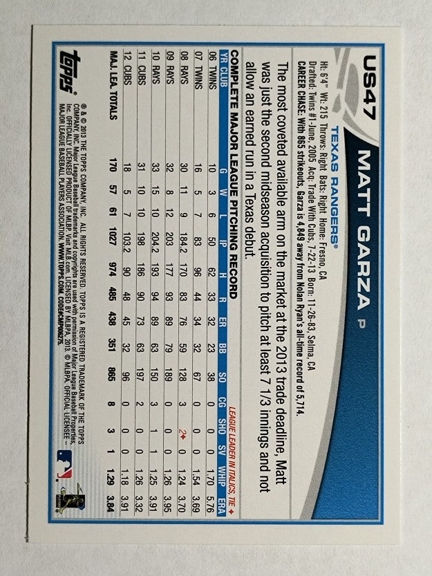 2013 Topps Update Emerald #US47 Matt Garza
