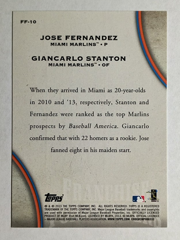 2013 Topps Update Franchise Forerunners #10 Jose Fernandez/Giancarlo Stanton