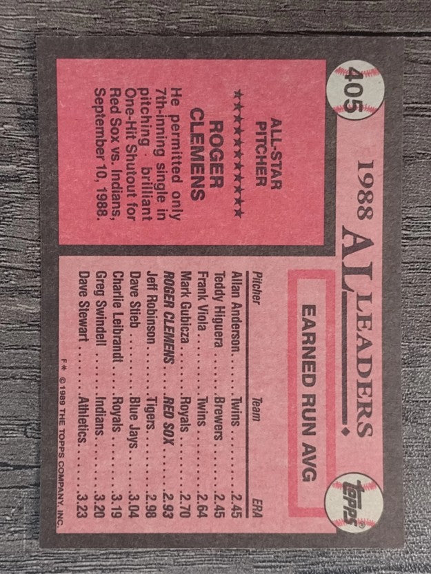 1989 Topps #405 Roger Clemens AS