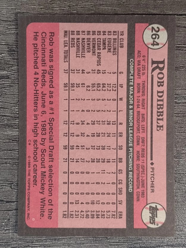 1989 Topps #264 Rob Dibble RC