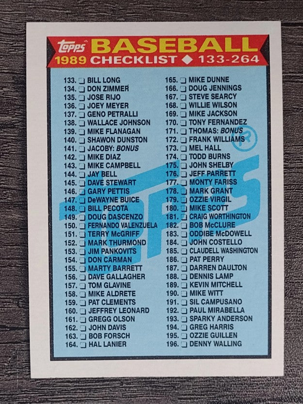 1989 Topps #258 Checklist 133-264