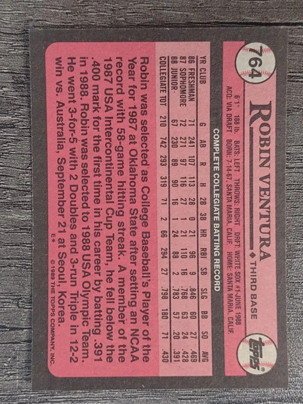 1989 Topps #764 Robin Ventura FDP RC
