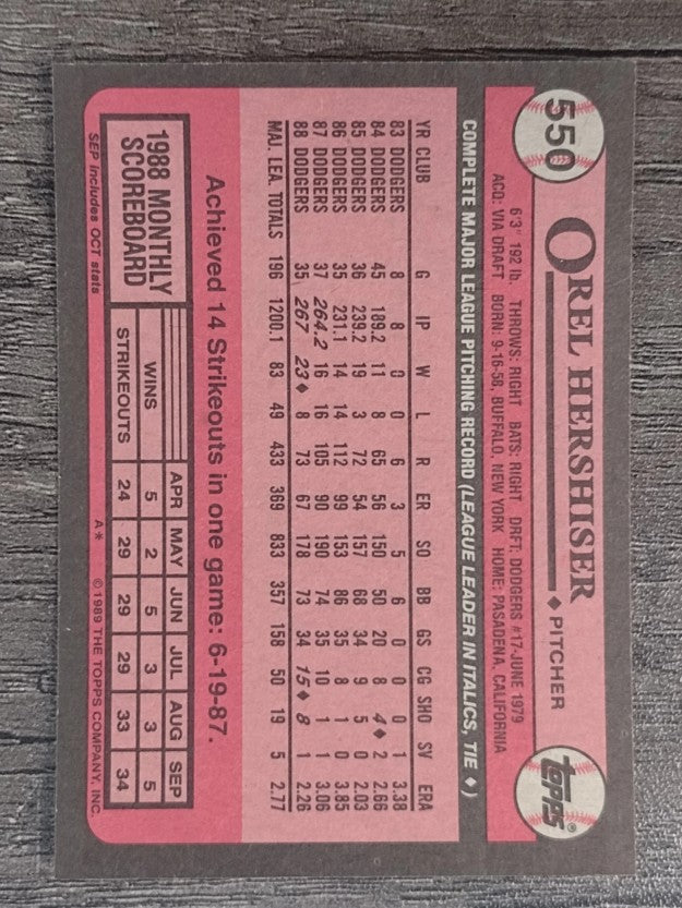 1989 Topps #550 Orel Hershiser