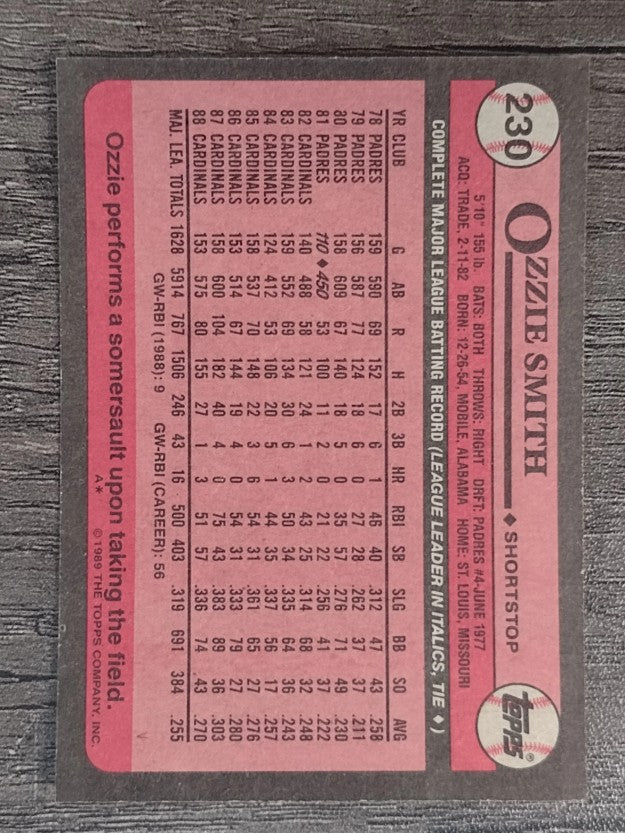 1989 Topps #230 Ozzie Smith
