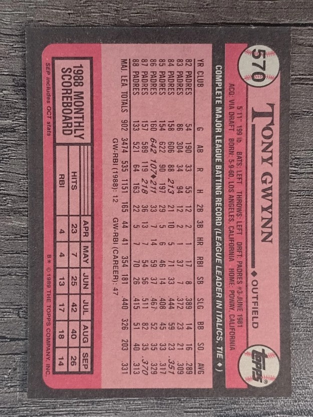 1989 Topps #570 Tony Gwynn