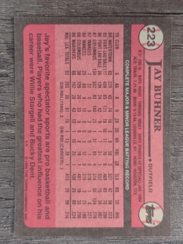 1989 Topps #223 Jay Buhner