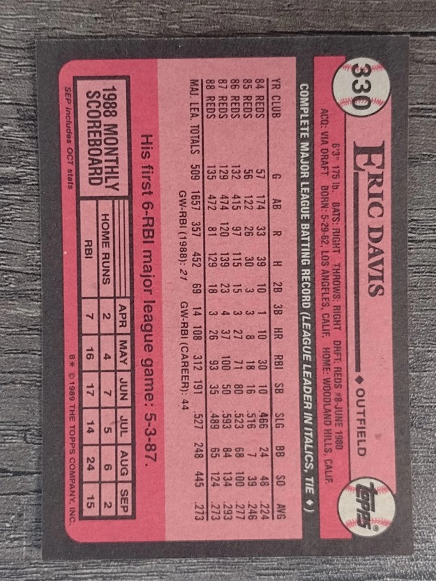 1989 Topps #330 Eric Davis