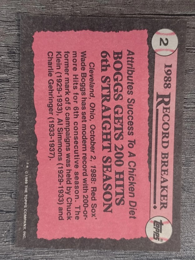 1989 Topps #2 Wade Boggs RB