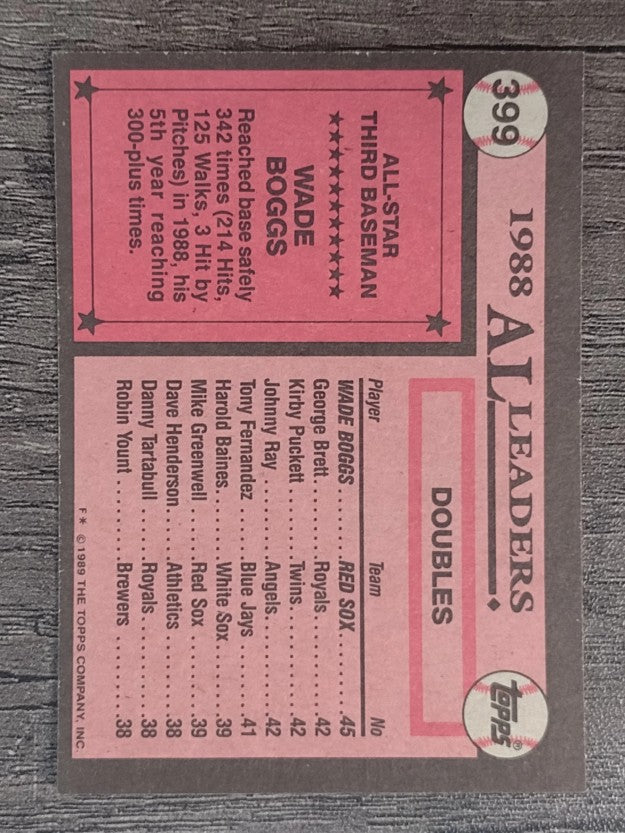 1989 Topps #399 Wade Boggs AS