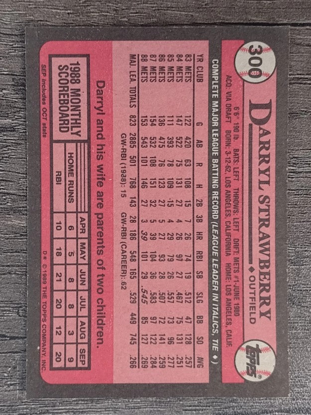 1989 Topps #300 Darryl Strawberry