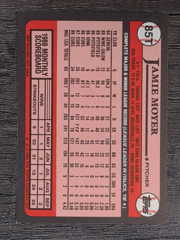 1989 Topps Traded #85T Jamie Moyer