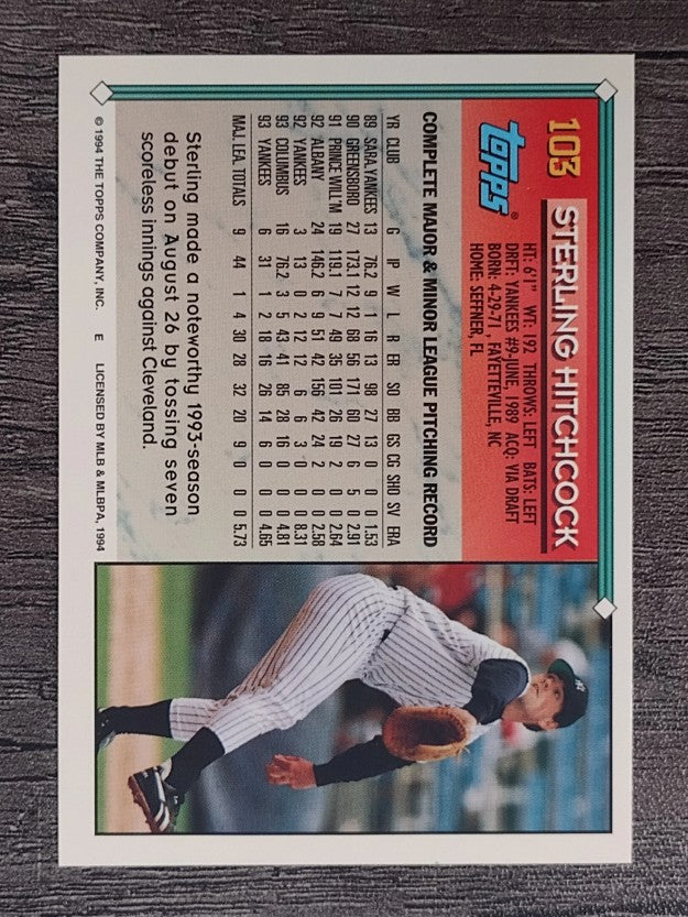 1994 Topps #103 Sterling Hitchcock
