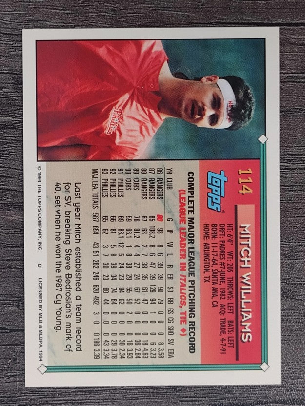 1994 Topps #114 Mitch Williams