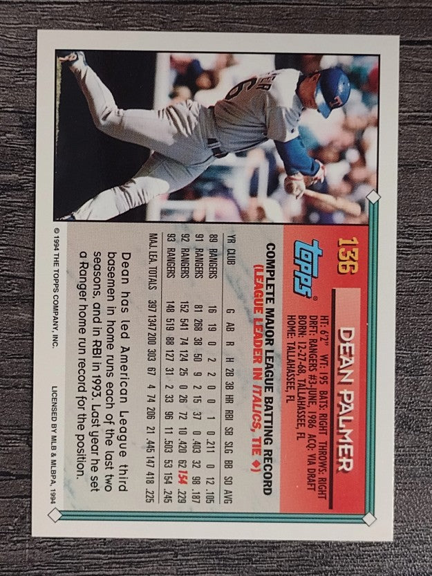 1994 Topps #136 Dean Palmer