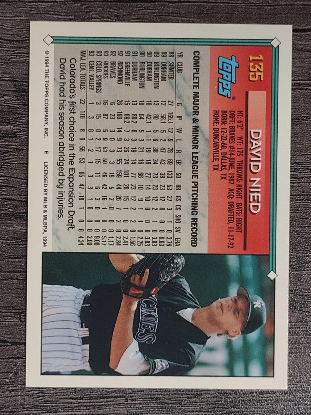 1994 Topps #135 David Nied