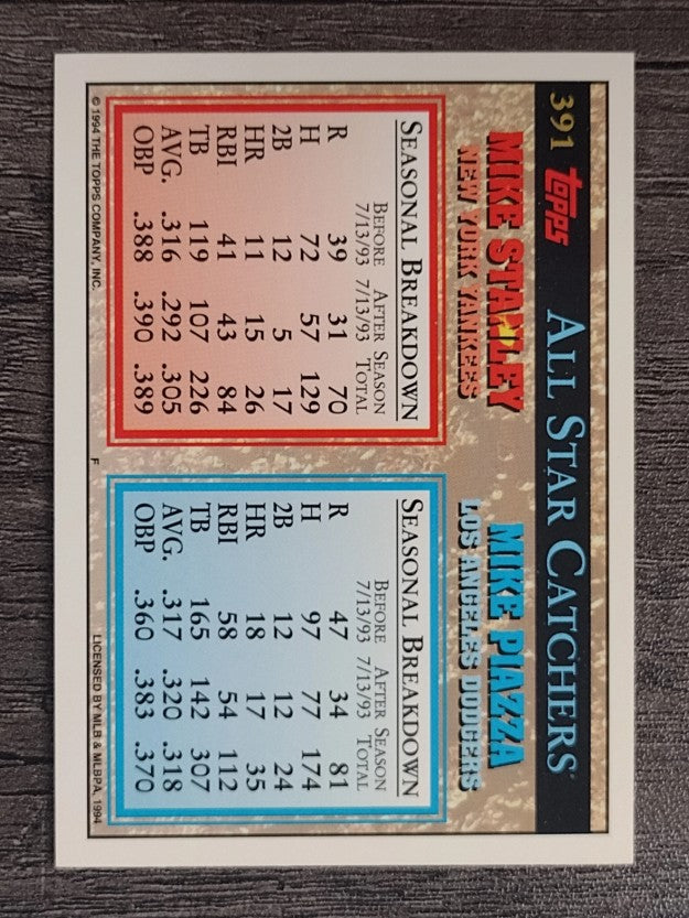 1994 Topps #391 Mike Stanley/Mike Piazza AS