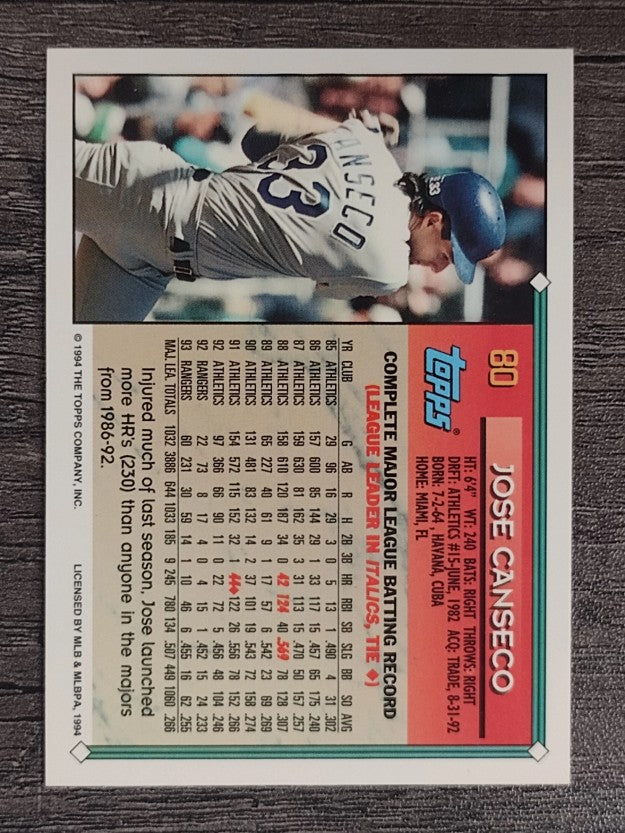 1994 Topps #80 Jose Canseco