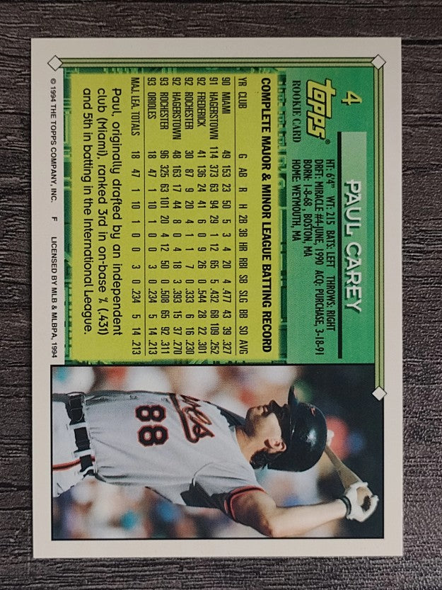 1994 Topps #4 Paul Carey