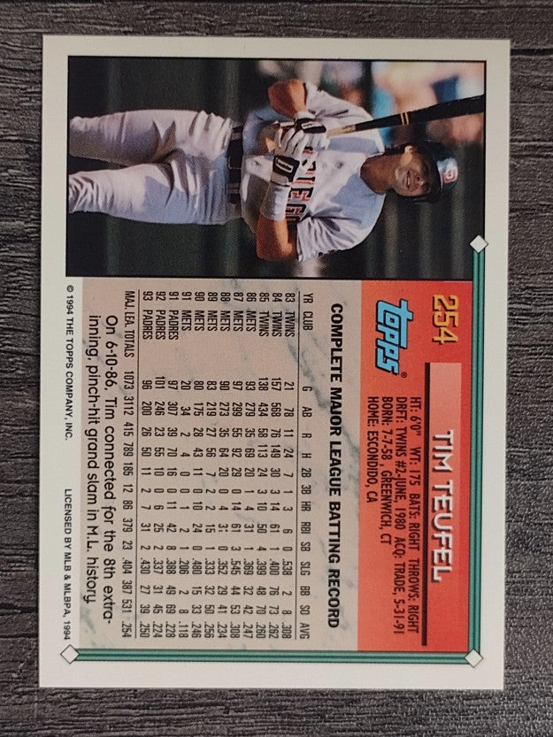 1994 Topps #254 Tim Teufel