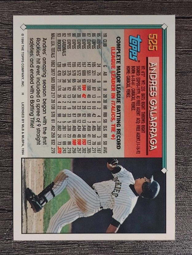 1994 Topps #525 Andres Galarraga