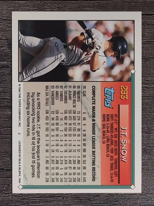 1994 Topps #293 J.T.Snow