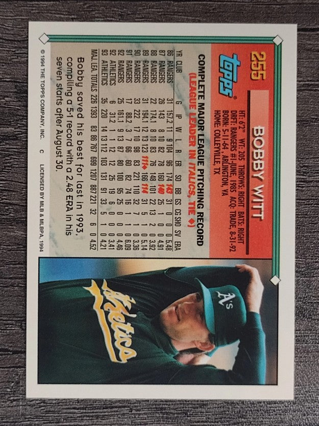 1994 Topps #255 Bobby Witt