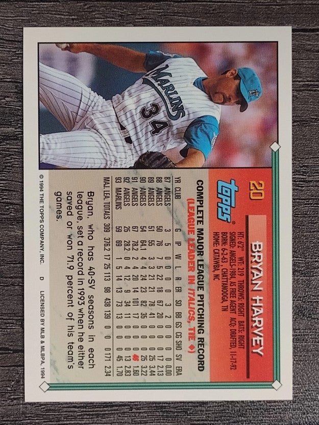 1994 Topps #20 Bryan Harvey
