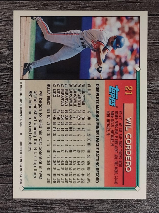 1994 Topps #21 Wil Cordero