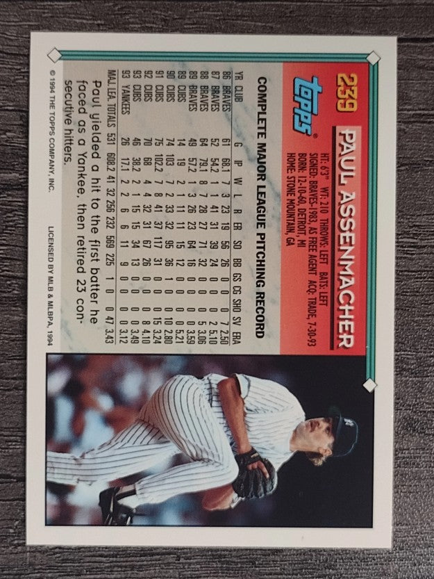 1994 Topps #239 Paul Assenmacher