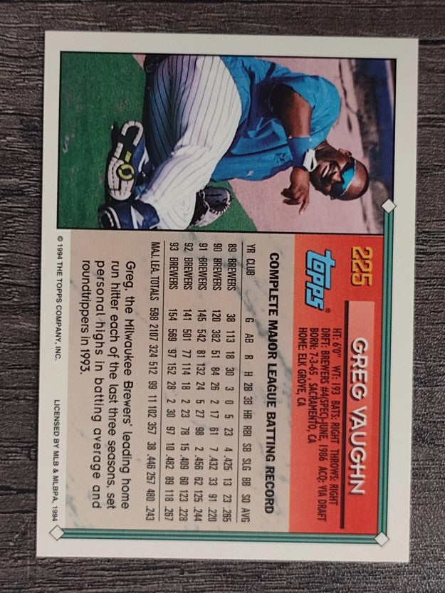 1994 Topps #225 Greg Vaughn